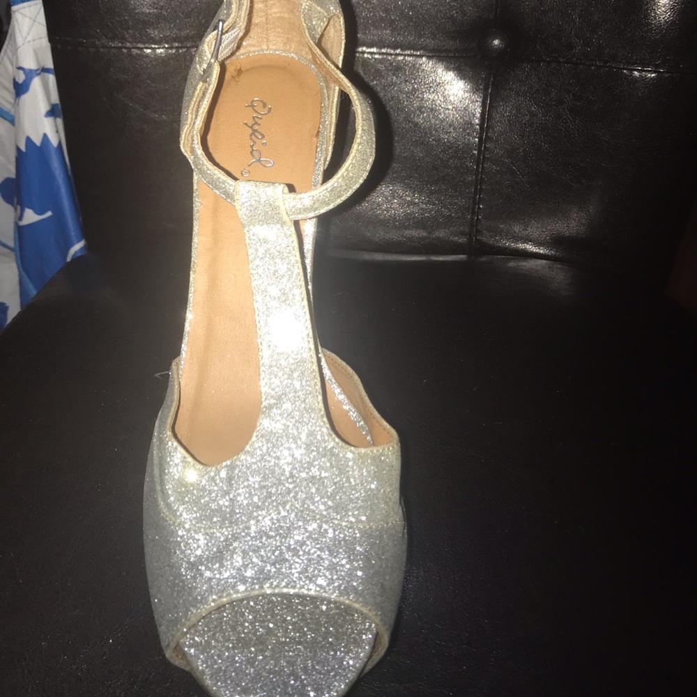 Silver “Let’s Party” Heels